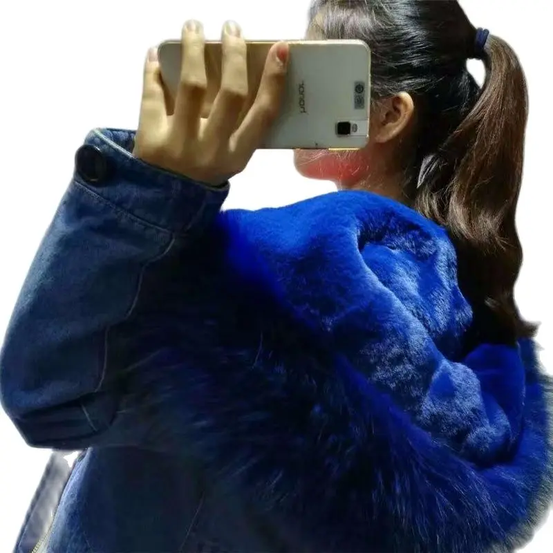 Новая джинсовая куртка женская зимняя одежда короткая ковбойская ткань MrMrs с