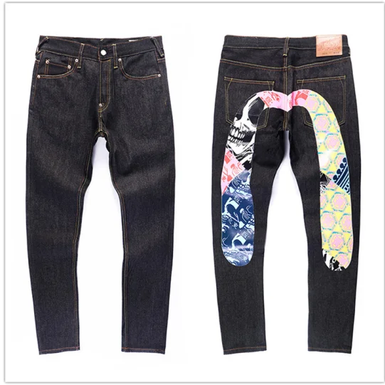 

Genuine Men's Casual Breathable Jeans Fashion Kabukicho pattern Men Straight Pants