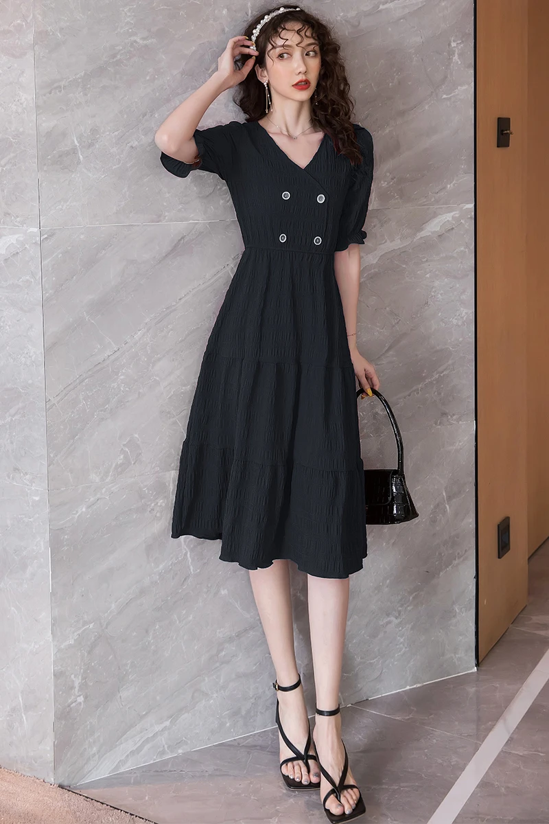 

COIGARSAM Women Long dress New Summer Dresses Black Red 8174