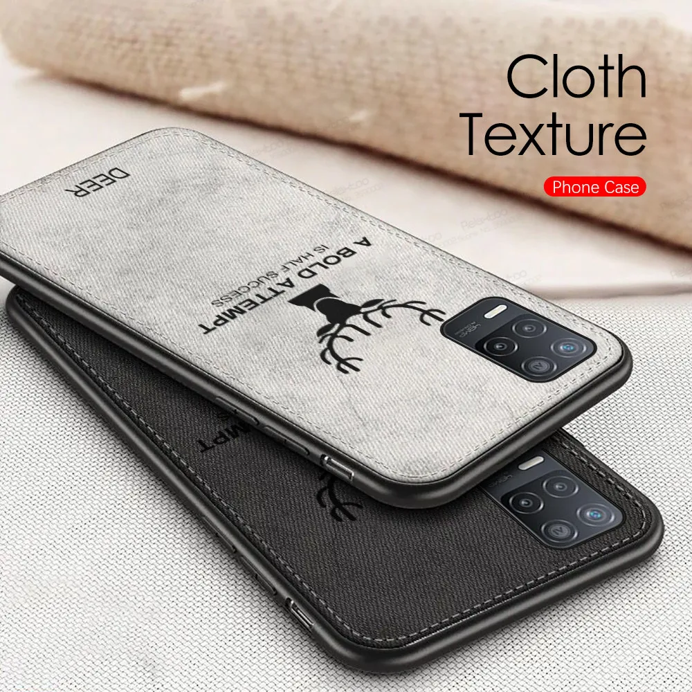 for realme 8 pro case deer pattern fabric cloth phone cover for oppo realmi redmy 8pro realme8 silicone shockpoof protect coque free global shipping