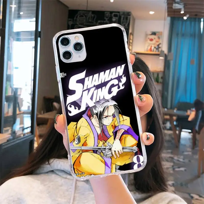 

Anime Shaman King Bling Phone Case Transparent for iPhone 6 7 8 11 12 s mini pro X XS XR MAX Plus cover funda shell
