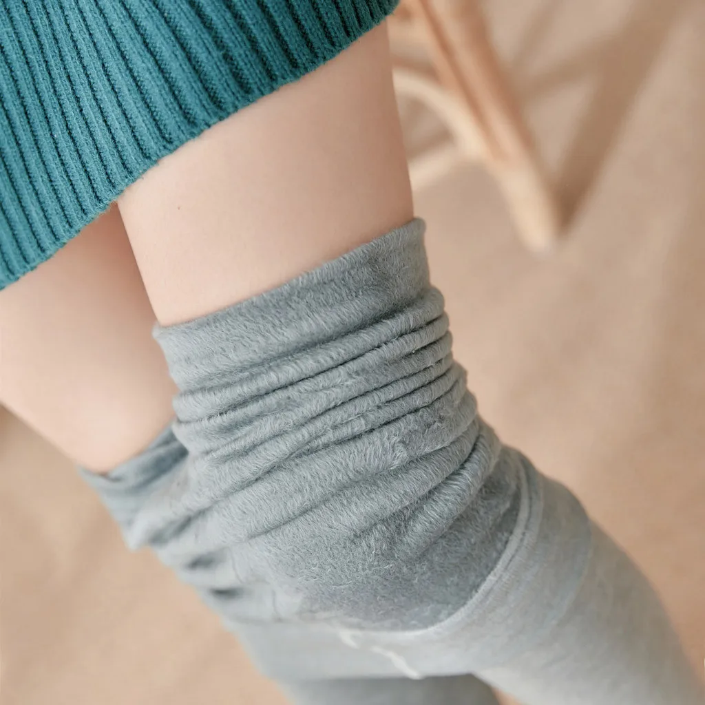 Новые модные женские леггинсы осень зима удобные плюс бархатные брюки стрейч тонкие леггинсы плюшевые брюки Polainas