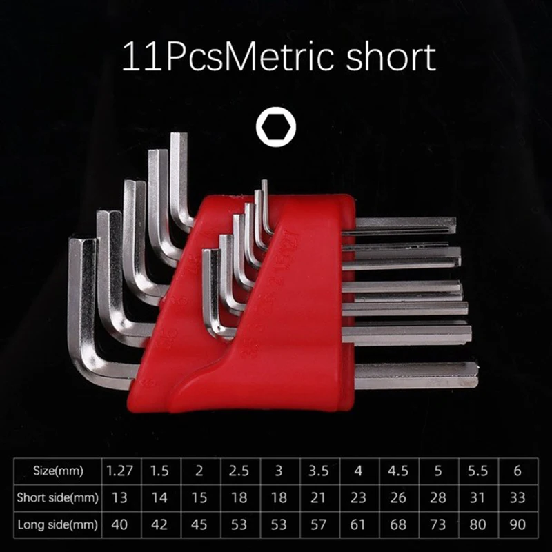 

Outdoor Multifuctional Allen Wrench 5/8/11 Pcs Metric Wrench/Inch Wrench Size Allen Key Short Portable Arm Tool Set Easy Carry