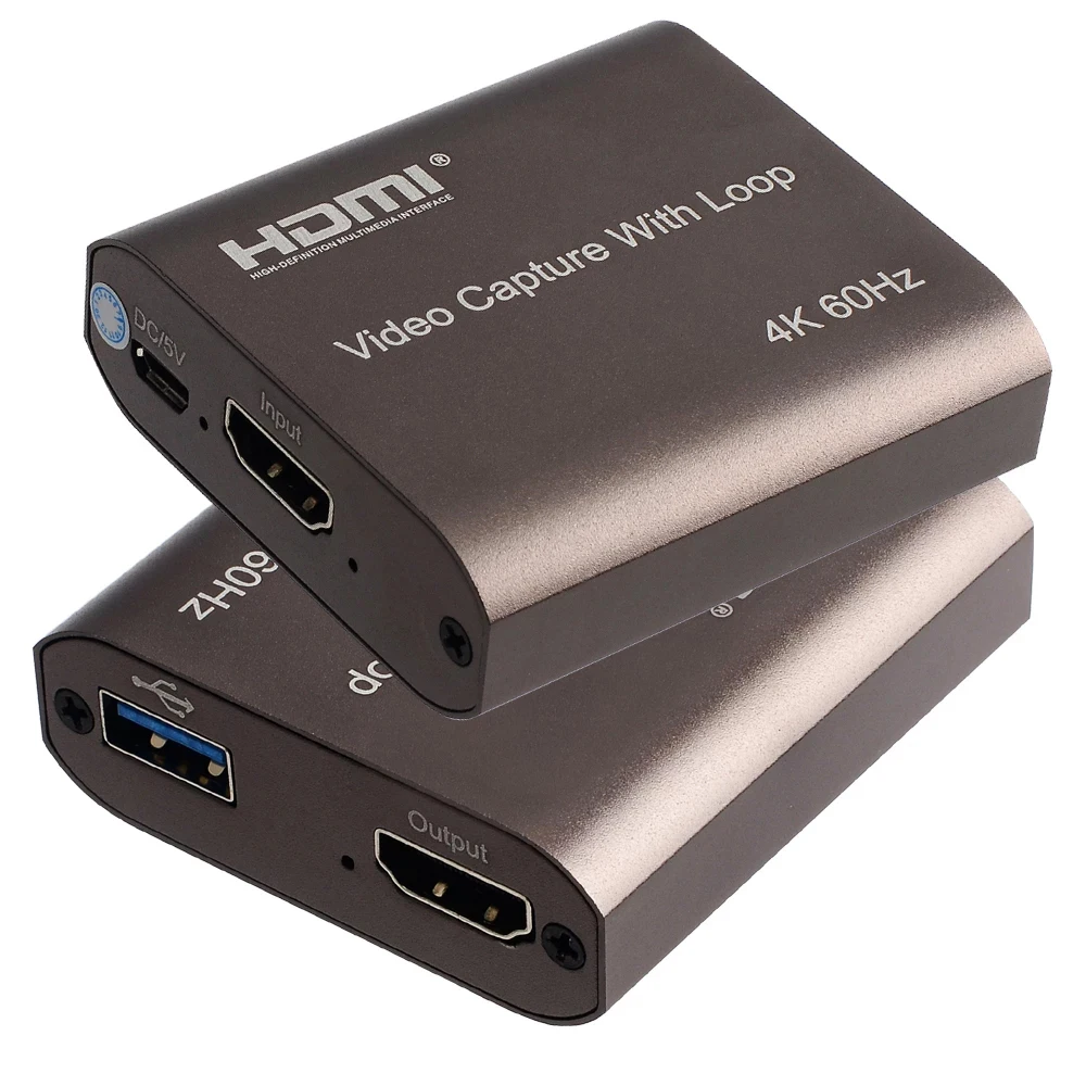 

4K 60hz Loop Out HDMI Capture Card Audio Video Recording Plate Live Streaming USB 2.0 1080p 60HZ Grabber for PS4 Game DVD Camera