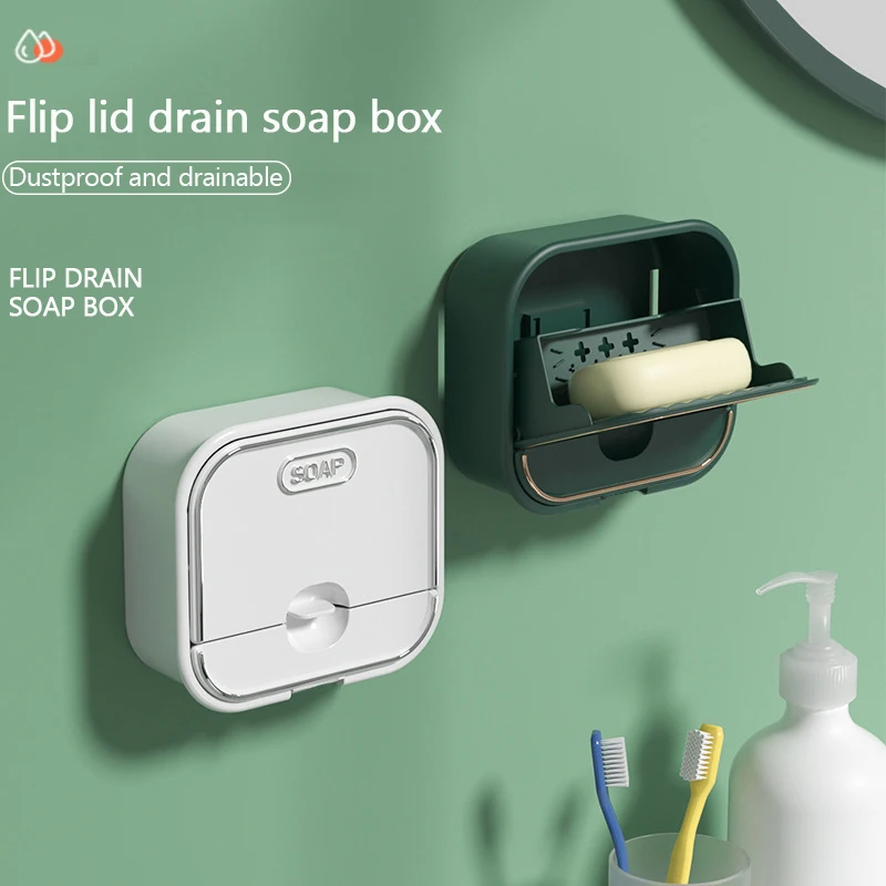 

Пылезащитный Футляр дренаж для мыла полка без перфорации настенный водонепроницаемый держатель для мыла с крышкой Креативные аксессуары д...