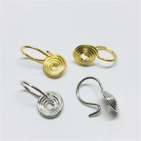 creative real gold color plated brass spiral ear clip charms earrings settings connectors for diy jewelry making accessories