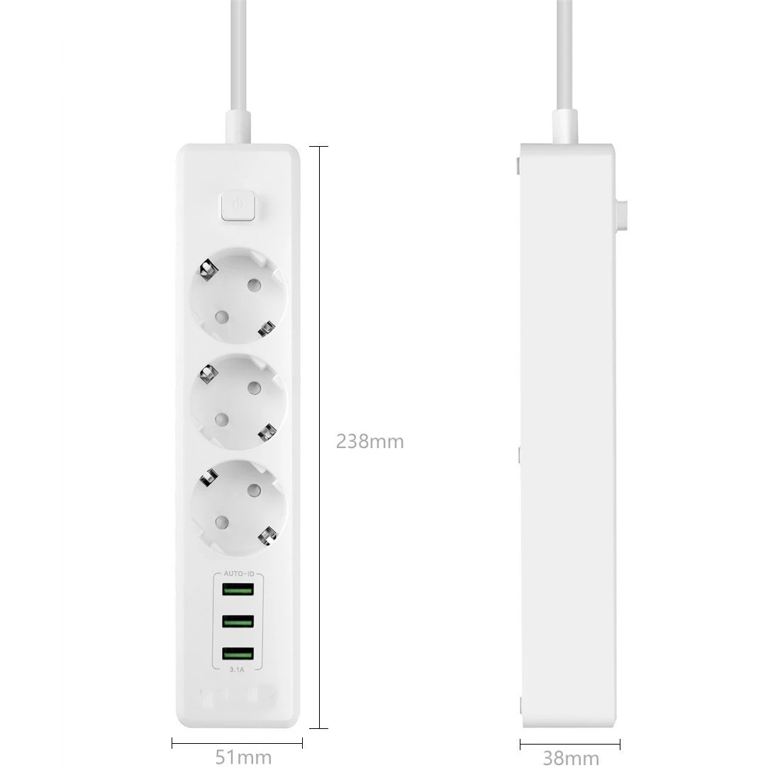Блок питания несколько розеток С USB 3 портами 5 В/3.1A 2500 Вт функция переключения питания Outlets1.8m удлинитель для телефонов планшетов - Цвет: White