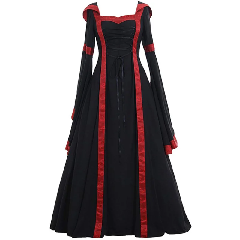 

Newly Fashionable Cosplay Costumes Vintage Court Dress Halloween Dress Cosplay Stage Dress Hooded Long Sleeve Bandage Dress