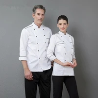 high quality white top chef restaurant kitchen long sleeve work jacket men cooking wear double breasted cozinha uniform clothing