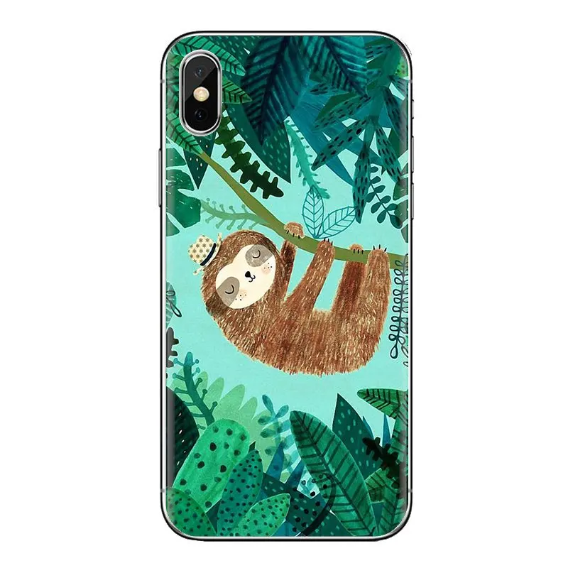 For iPod Touch Apple iPhone 4 4S 5 5S SE 5C 6 6S 7 8 X XR XS Plus MAX Cartoon Sloth Poster Transparent Soft Cases Covers |