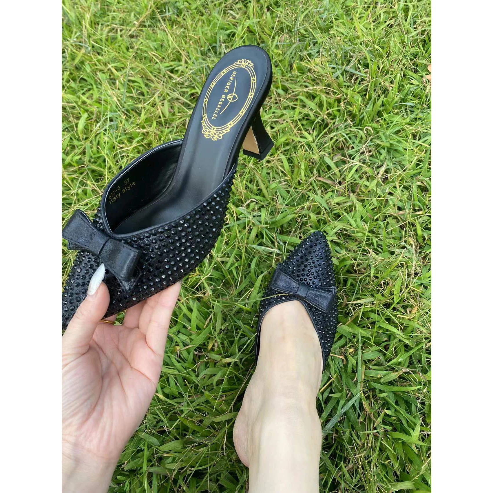 Pointed Toe Fashion Lady Shoes Sexy Pumps Heels 577-3 2022 New Arrival Chic Elegant Women Sandals Mules Thin Heels Shoes Women