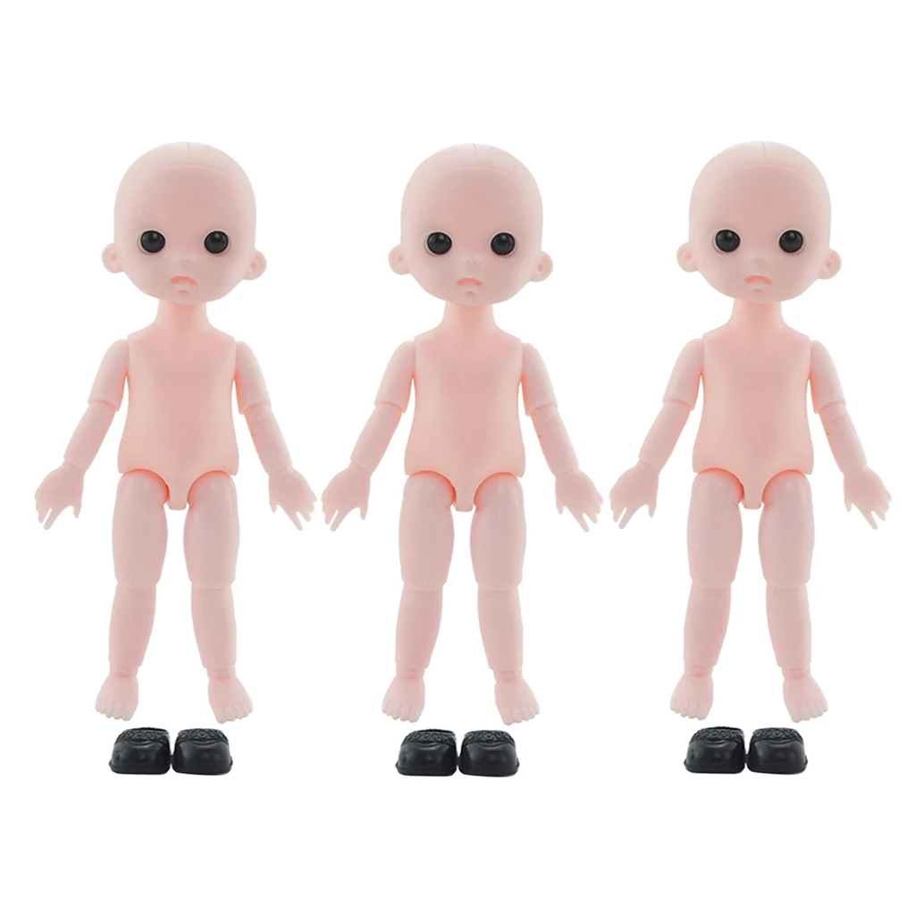 

3Pcs 16cm BJD Unpainted Moveable Figure Doll Body Head Parts White Skin