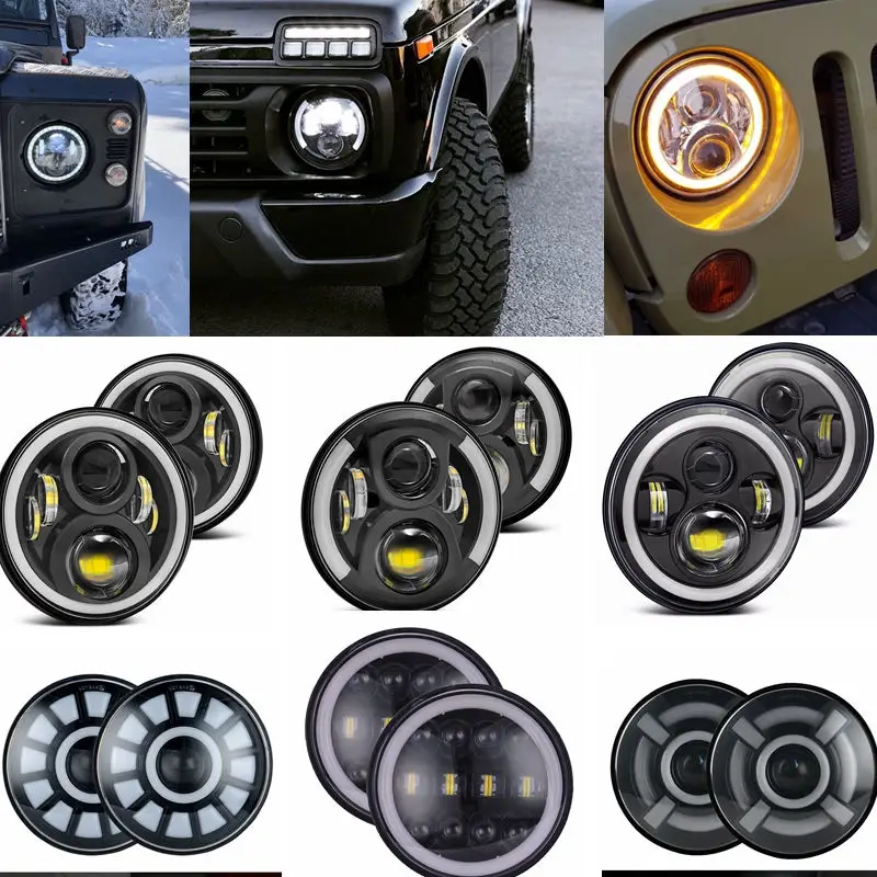 Круглые Галогенные Светодиодные фары 2 шт. 7 дюймов для Jeep Wrangler Unlimited JK дневные