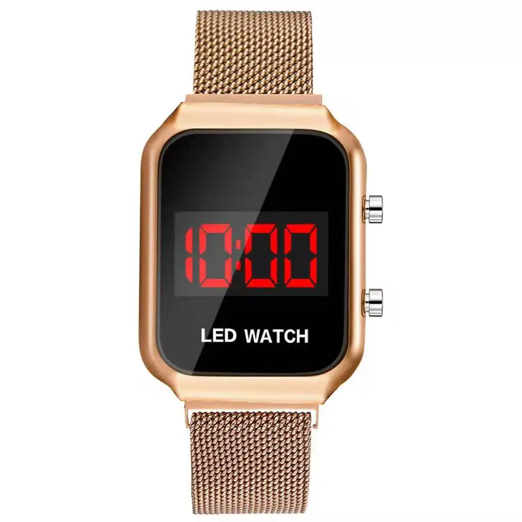 

Reloj Mujer 2021 квадратный светодиодный электронный дисплей мужские часы модные из нержавеющей стали бизнес металлические сетчатые наручные час...