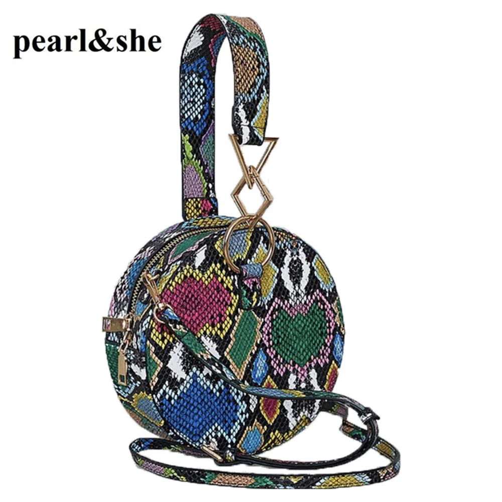 

2021 INS Hot Snake Multi Colors Unique Round Circular Handbags Female Ladies All Match Brand Bags Women