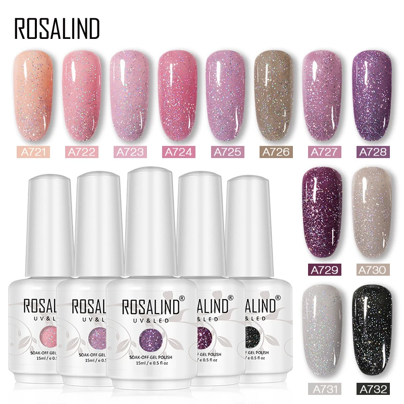 Блестящий Гель лак для ногтей ROSALIND 15 мл гибридные Лаки требуется УФ светодиодный