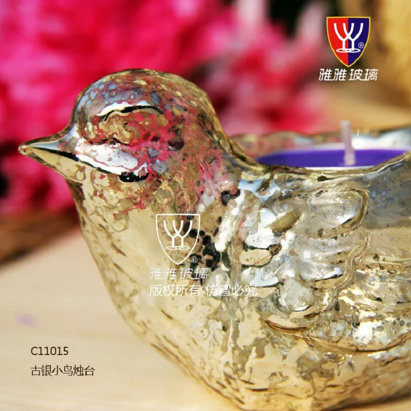 Птица старинное серебро высокого класса Европейский Подсвечник романтические