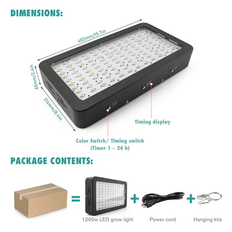 Полный спектр 1200 Вт Светодиодный светильник для выращивания растений