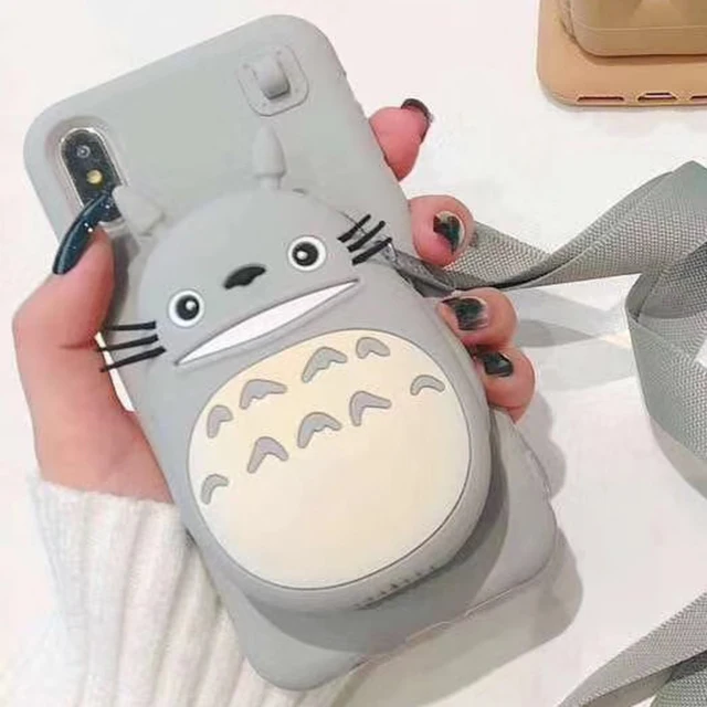 Мягкий силиконовый чехол с мультяшным 3D кошельком динозавром медведем Тоторо для IPhone X XR XS Max 8 7 6 S Plus, чехол для samsung S10 Plus, ремешок - Цвет: 7