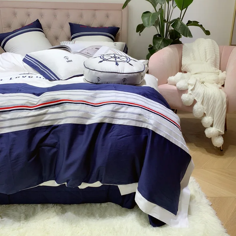 Роскошный постельный комплект из 4/7 предметов египетского хлопка двуспальный с