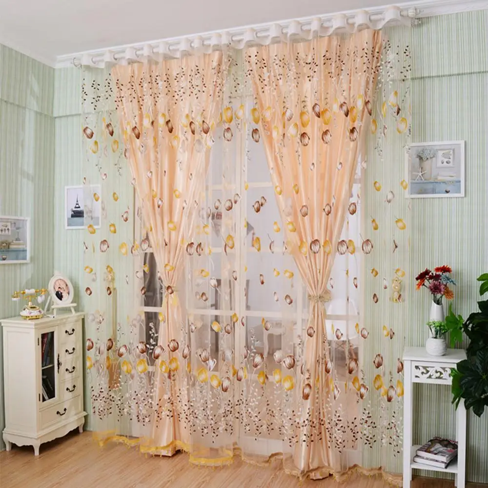 1*2 7 м тюльпан Цветочная вуаль занавеска Красивый Декор для дома дверь окно панель