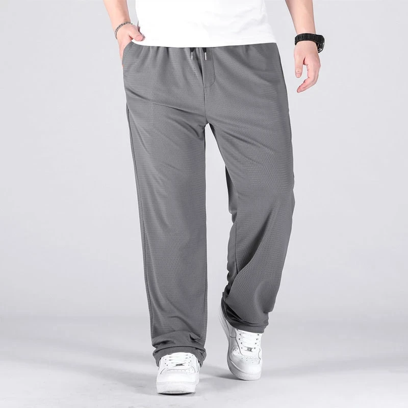 

2021 Summer Ultra Thin Air Conditioning Plus Size Ice Silk Casual Pants Men's Loose Sports Pants Men's Wear Plus Size
