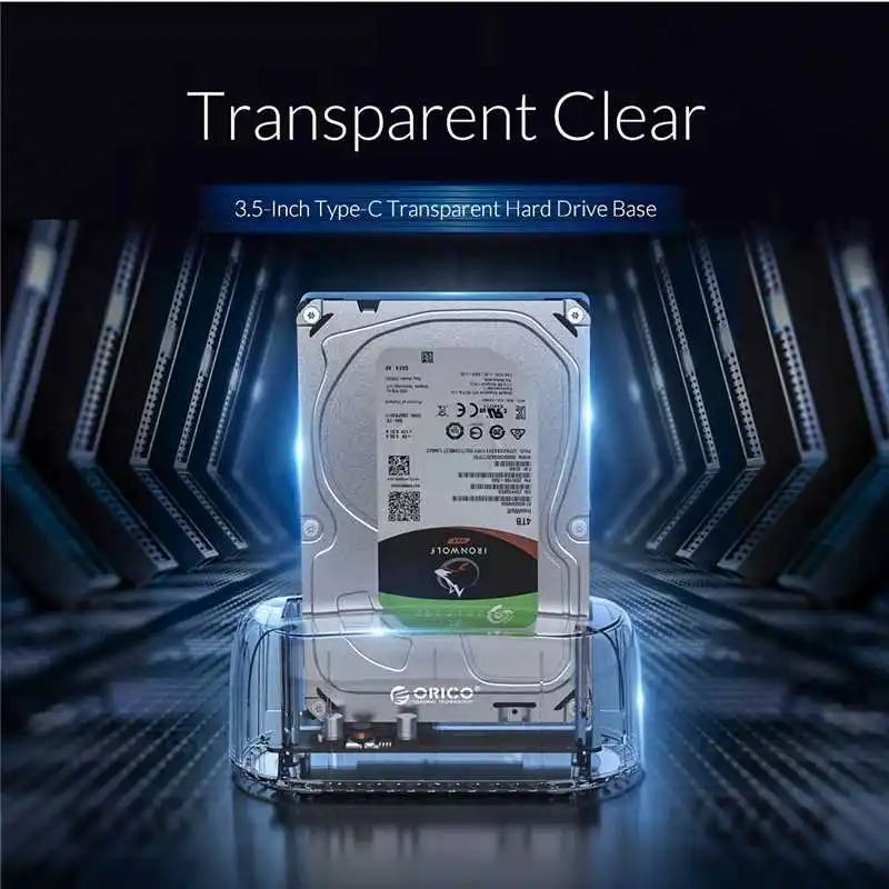 ORICO 1 отсек HDD чехол 3 5 дюймов SATA Тип C дюйма SSD/HDD корпус для хранения прозрачный