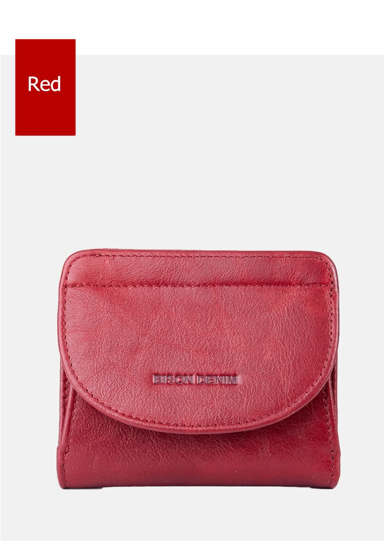 BISON DENIM, Женский кошелек из натуральной кожи, модный держатель для карт, Женский кошелек для монет, мини клатч, сумка для денег для девочек, B3274