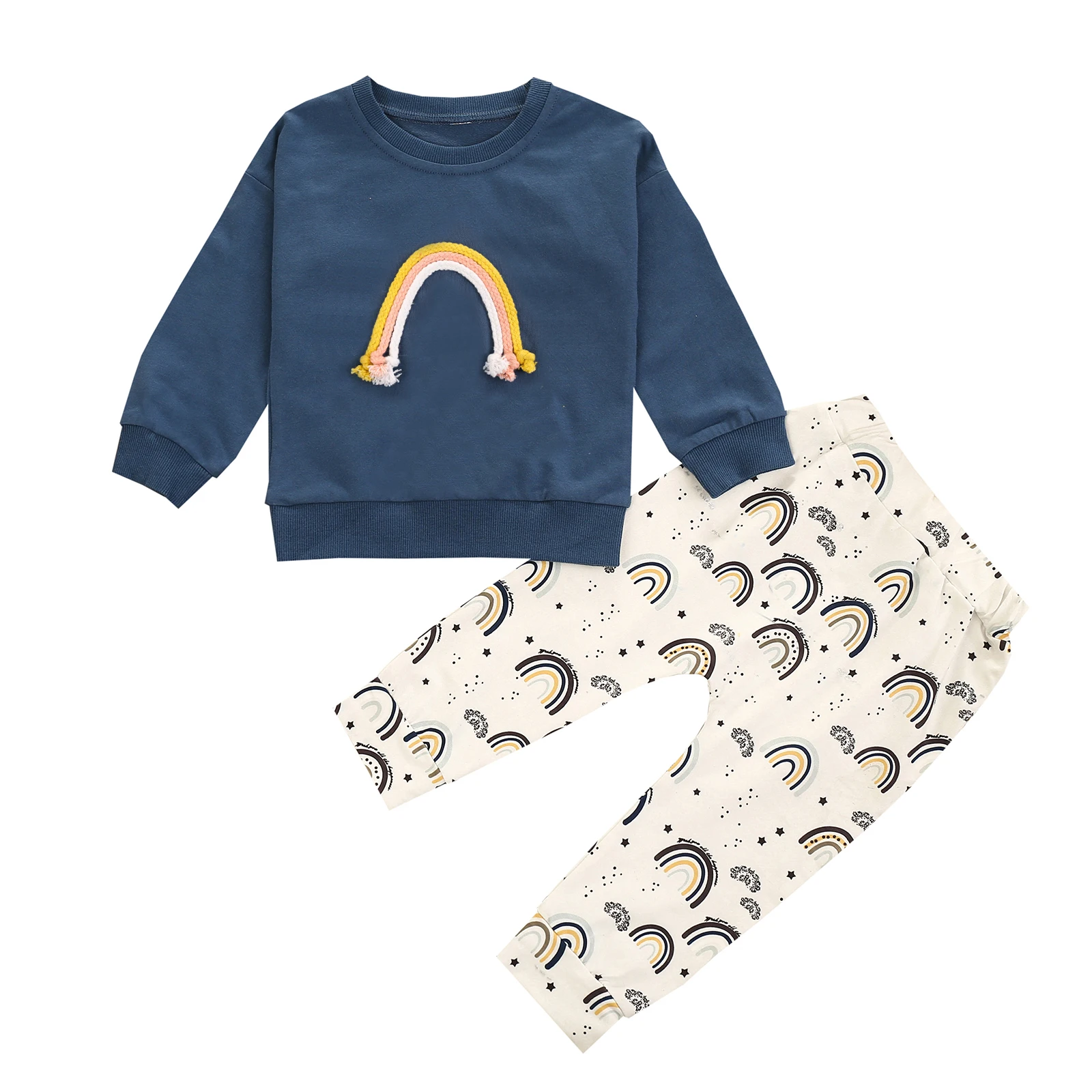 

От 0 до 3 лет для маленьких девочек, комплект одежды для мальчиков, сезон весна-осень; Комплект радужной расцветки с длинным рукавом пуловер Т...