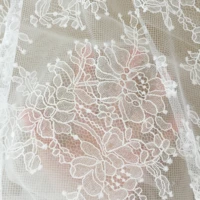1 5 meters taiwan made soft chantilly lace fabric with eyelash trim bridal gown wedding dress veil bodice lace diy ivory