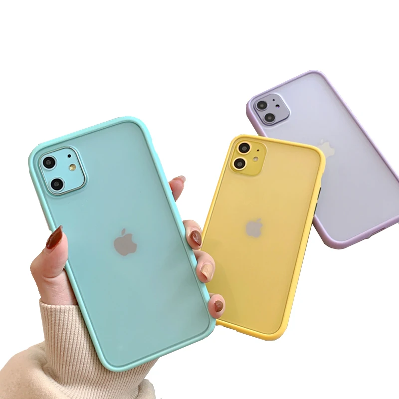 Thin soft Case For iPhone 11 pro max PC Silicone Cover Candy Color fashion phone shell case Coque |