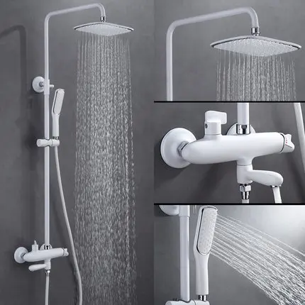 Смеситель для душа с большим тропическим душем золотистый душевой набор и черный