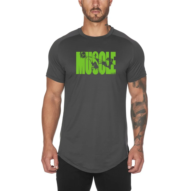 Мужская футболка с сеткой для бега и мужская спортивная одежда фитнеса