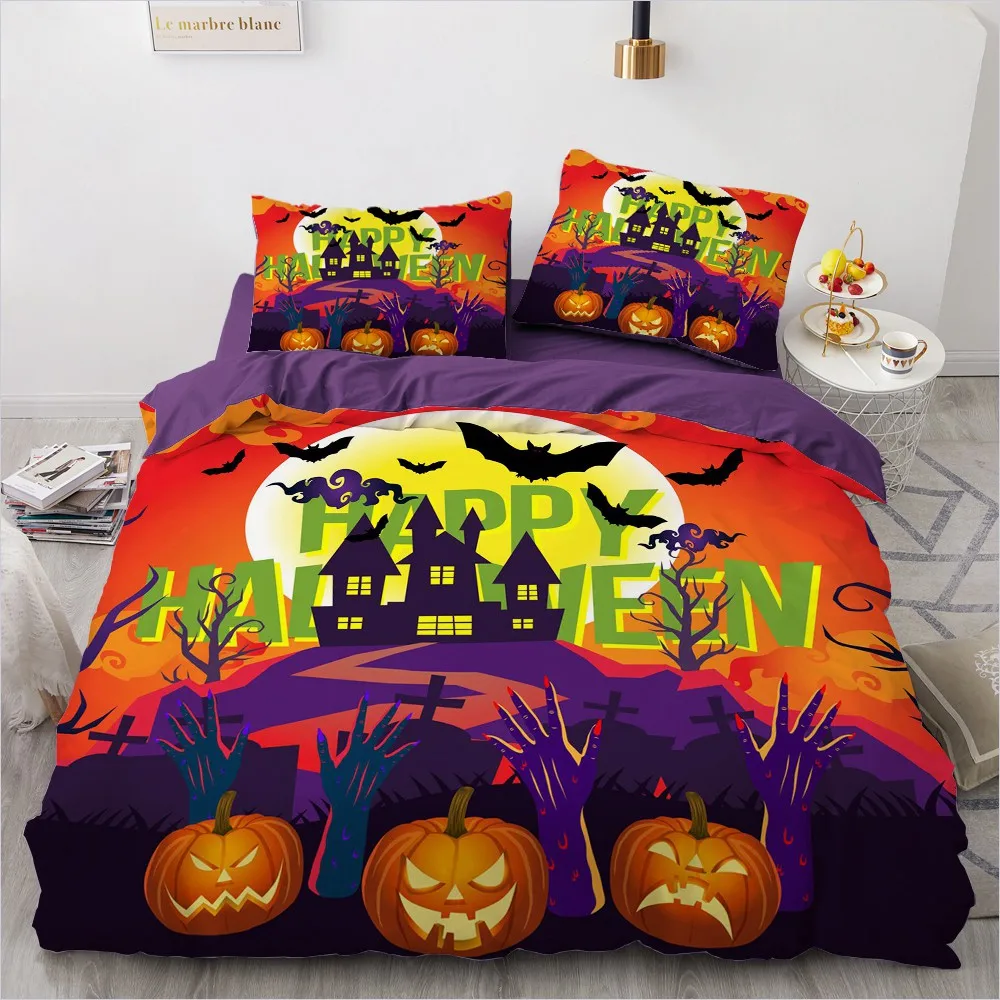 

Роскошный комплект постельного белья на Хэллоуин с 3D рисунком, пододеяльник, одеяло, полноразмерный, Королевский, двойной, одноразмерный, м...