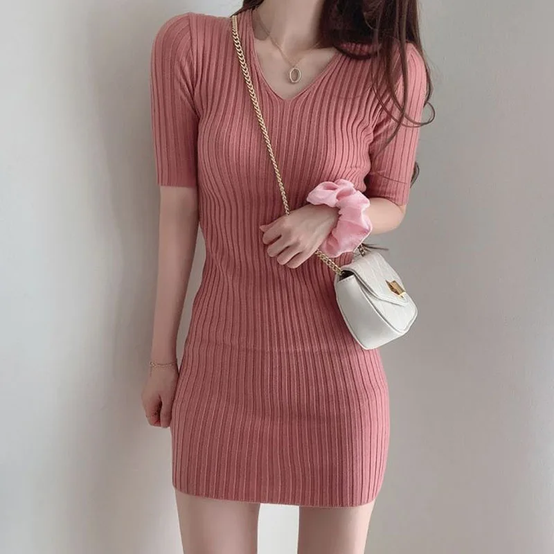 

Женское трикотажное платье с V-образным вырезом, с запахом