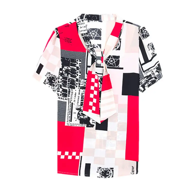 

2021 new Chiffon short sleeve shirt printed for women