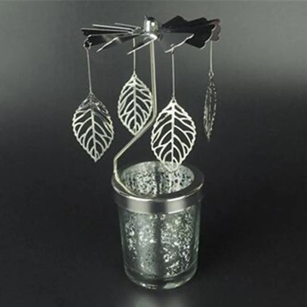 Форма листьев Романтический вращающийся подсвечник вращающаяся дверь ветряная