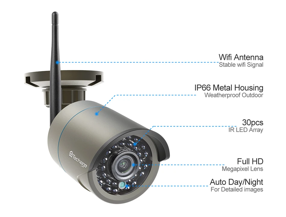 Techage 1080P Беспроводная камера Аудио Водонепроницаемая камера безопасности WiFi для Techage Беспроводная система видеонаблюдения комплекты IP Pro приложение Удаленный просмотр