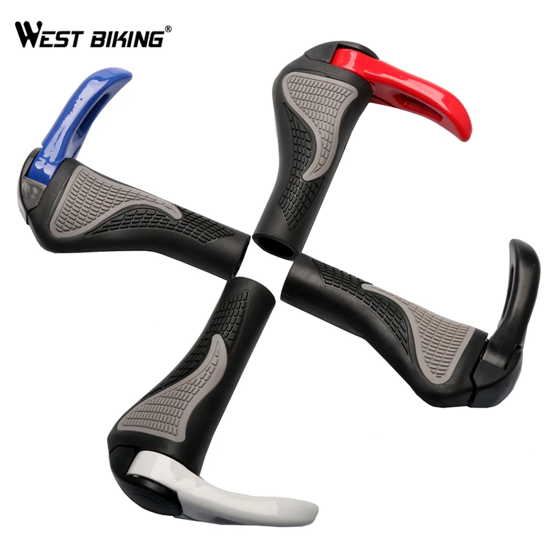 

WEST BIKING Aluminum Rubber Bike Bicycle Grips Ends MTB Bike Handlebar Grips Soft Bicycle Handle Bar End Caps Lock on Bike Grips