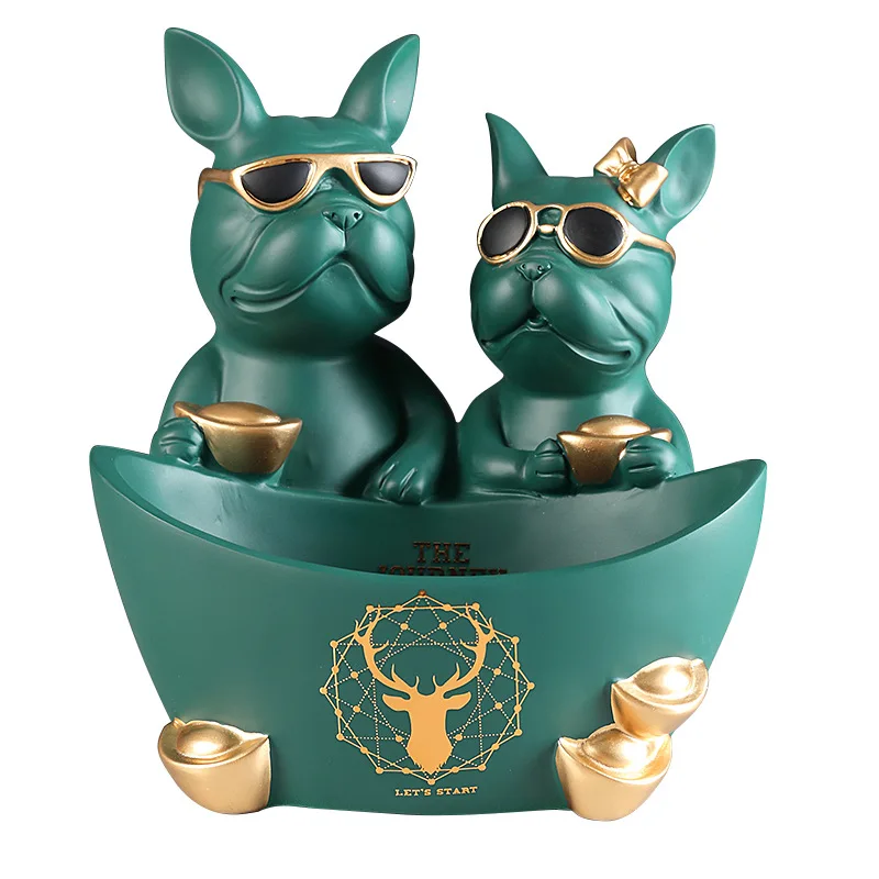 

Dog Lovers Figurines Dog Statue Crafts Animal Sculpture Ornaments For Room Decor Home Decoration Storage Box Accessories Gift