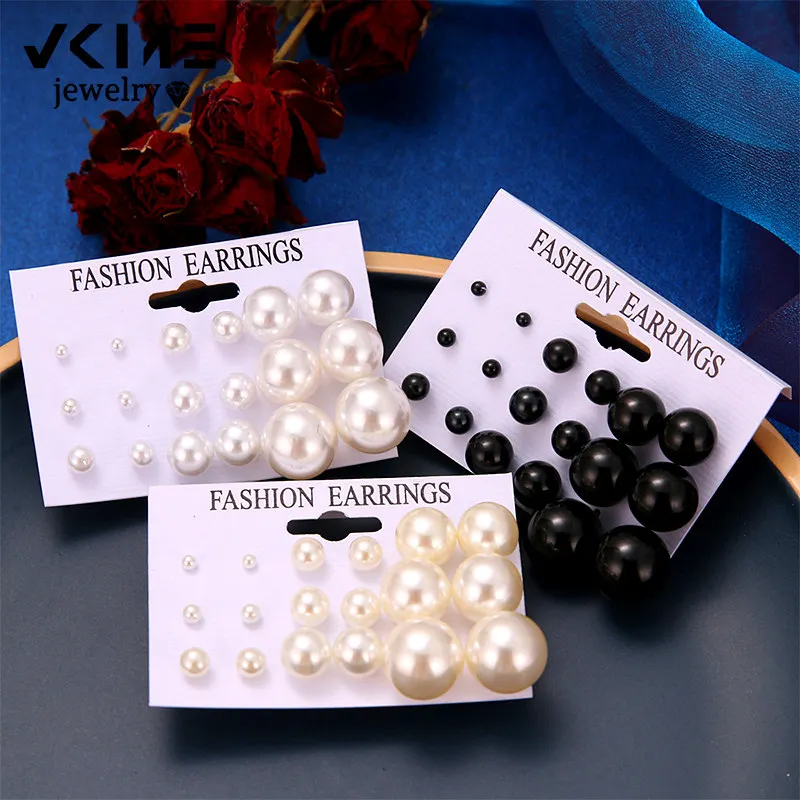 

VKME Trendy Big Pearl earring set for Women Girls Party Fashion Large Statement Brincos Wedding Jewelry