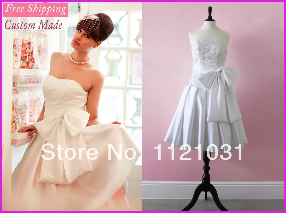 

Kl-03 desconto a elegante linha de mangas joelho de comprimento Lace branco apliques curto de cetim vestidos de casamento nupcia