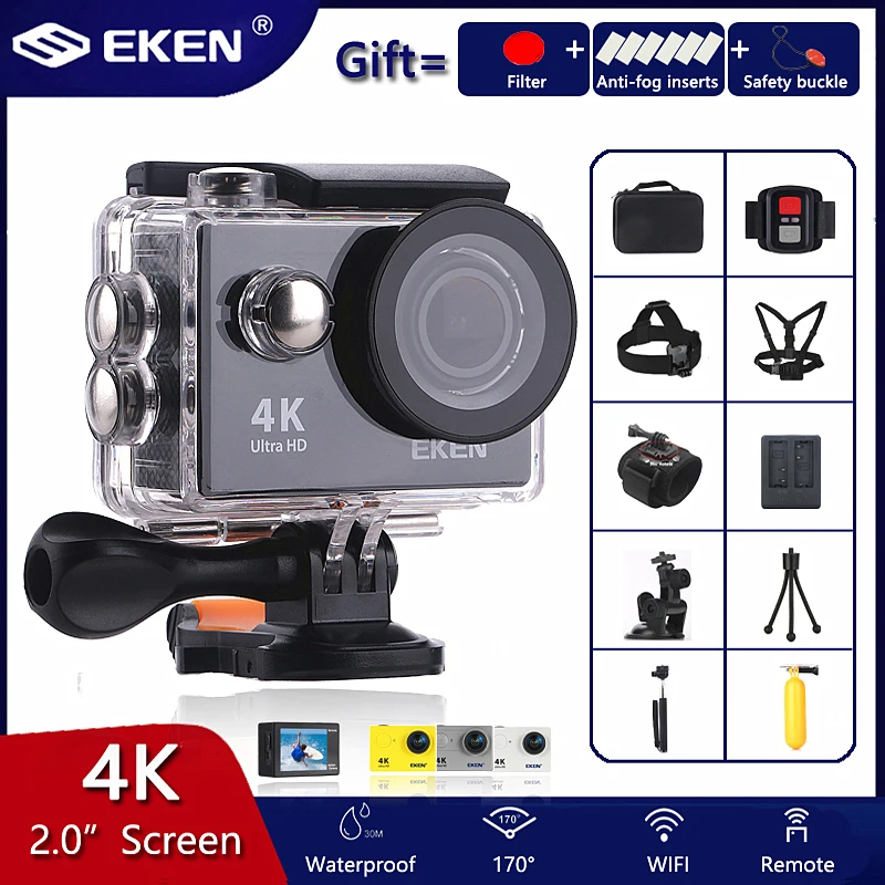 

Original EKEN H9 / H9R Action Camera Ultra HD 4K / 30fps WiFi 2.0" 170D Underwater Waterproof Cam Helmet Vedio Go Sport Pro Came