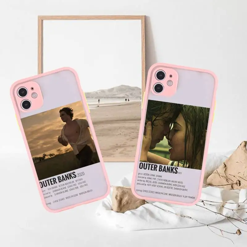 

outer banks Phone Case For iPhone 13 12 11 Mini Pro XR XS Max 7 8 Plus X Matte transparent Pink Back Cover