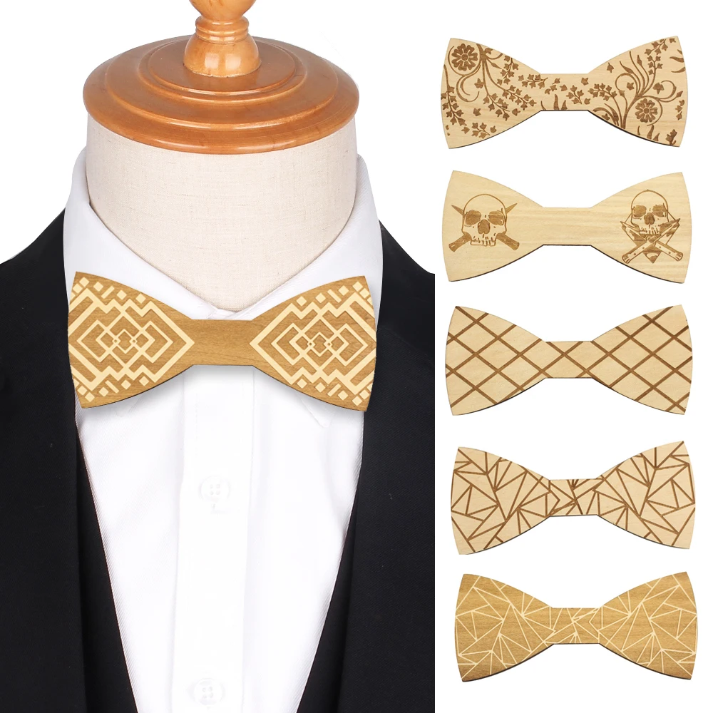 Модный деревянный галстук-бабочка джентльменский для мужчин ручной работы с