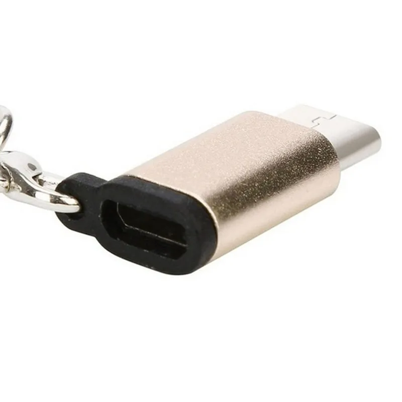 1 шт. Тип C адаптер USB-C к Micro USB с цепочкой для ключей Алюминий сплав Универсальный