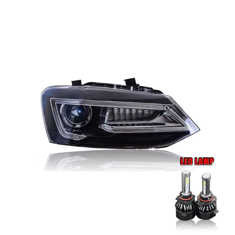 ALL LED version 2 шт. автомобильный стиль светодиодный фары для VW Polo 2011- для VW Polo фара Объектив двойной луч H7 HID Xenon bi xenon объектив - Цвет: ALL LED version