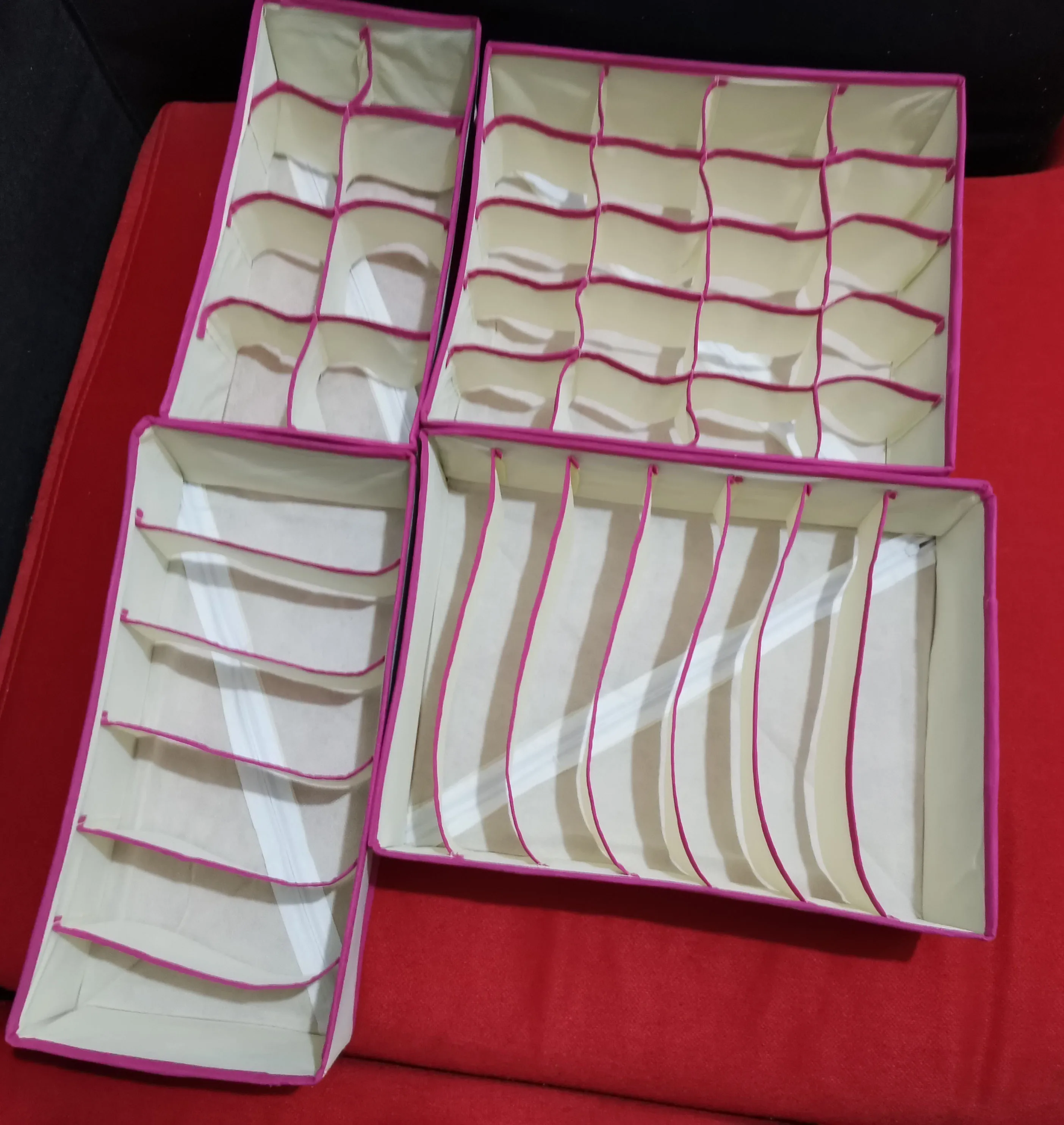 Pink 4pcs set LOAAO домашняя коробка для хранения носков ящики для нижнего белья Органайзер коробка для бюстгальтера Органайзер хранения носков пылезащитный чехол сумка для хранения вешалка сумка - Цвет: Pink 4pcs set