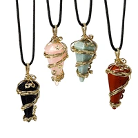 golden pendulum pendant necklace creative crafts vines winding hexagonal cone pendant accessories women men jewelry 2021