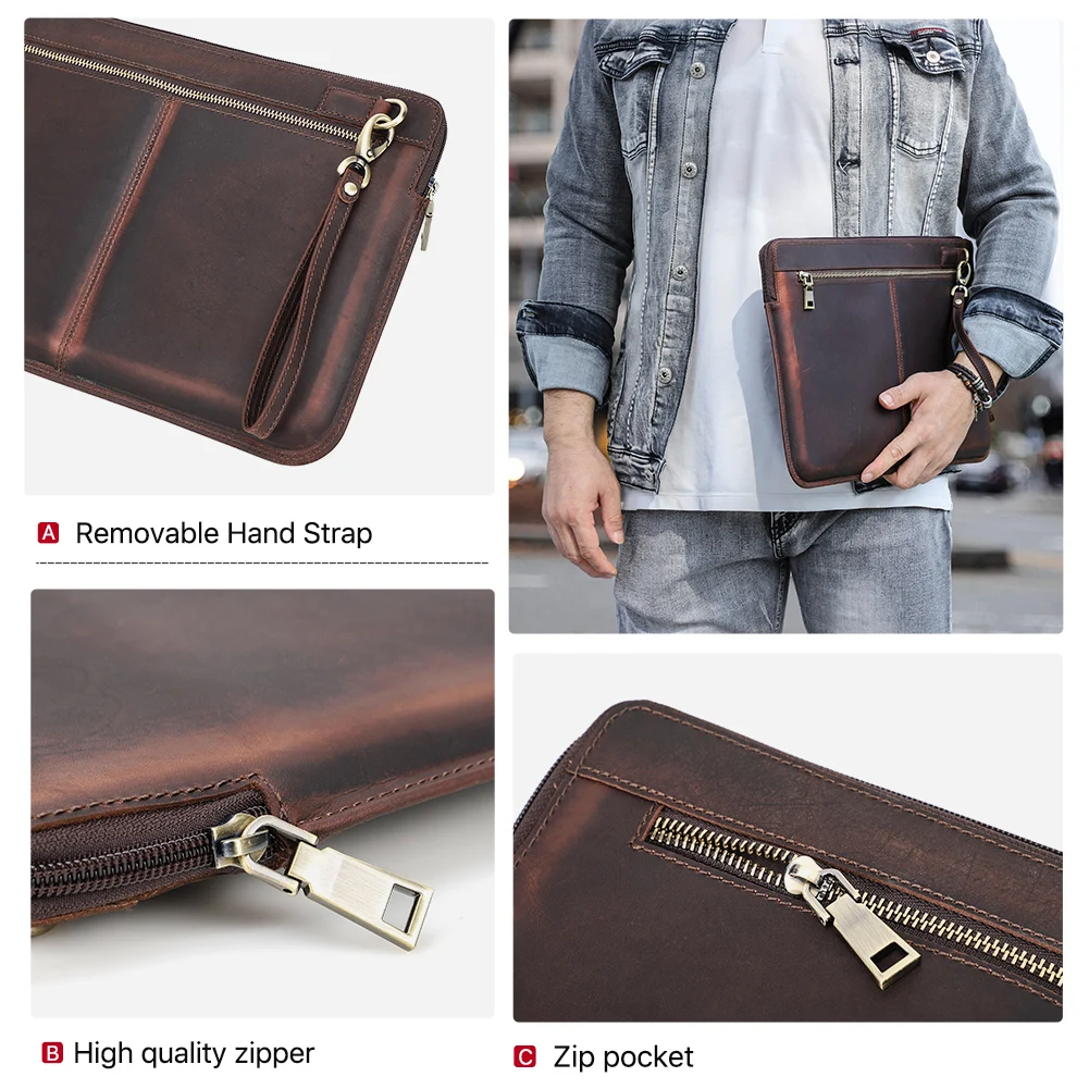 Laptop Briefcase Men 13.3 15.4 16 inch Cowhide Handbag Sleeve Tablet Pouch Case For iPad Macbook Lenovo Thinkpad Matebook Funda images - 6